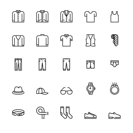 Menâs clothing and personal accessories, icons ,vector and illustrationのイラスト素材