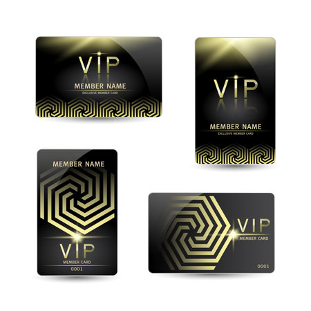 Set of business card, Member card, Vector illustration. Black and gold.のイラスト素材