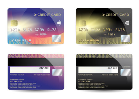 Realistic credit card set. Vector illustration. Isolated on white background.のイラスト素材