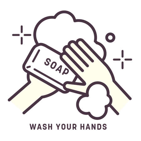 Hand wash and disinfect vector icons and illustrationsのイラスト素材