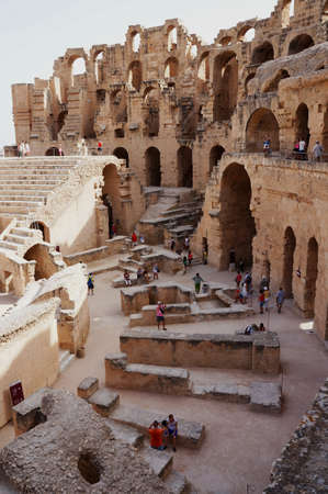 Panoramic view of the amphitheater of El Djem in Tunisiaのeditorial素材