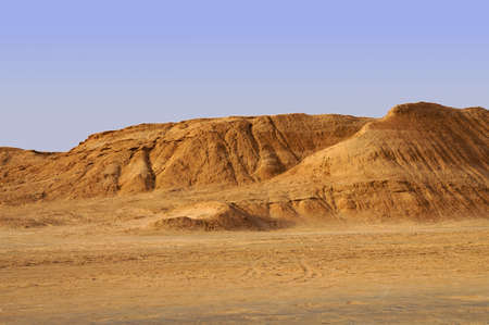 Panoramic view of sand dunes in the Sahara desert of Tunisia