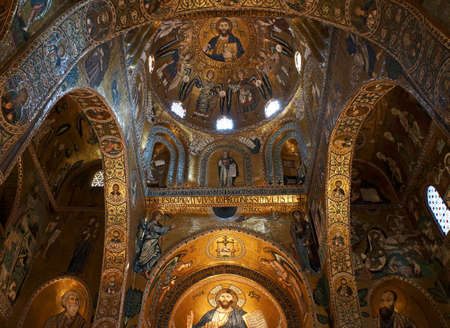 Internal view of the apses and the cupola in the Palatine Chapel of Palermo in Sicily
