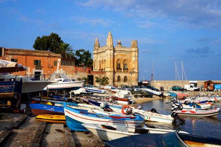 External view of the Florio Palace at the Arenella of Palermo in Sicilyのeditorial素材