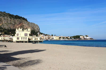 Mondello beach of Palermo city in Sicilyの写真素材