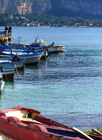 Fishermen Boats on the crystalline sea of Sicilyの写真素材