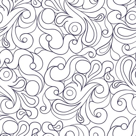 Decorative hand-drawn black and white pattern, template wave design for cardのイラスト素材