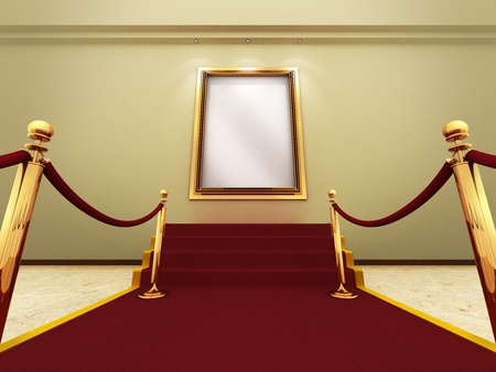 Golden picture frame in a Grand Galleryの写真素材