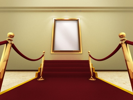 Golden picture frame in a Grand Galleryの写真素材
