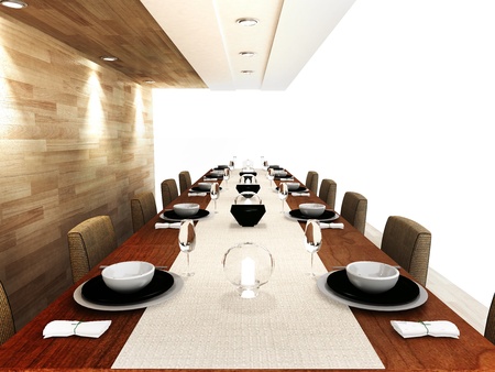 A modern dinning areaの写真素材