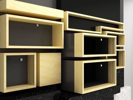 Display shelves wallの写真素材
