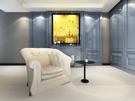 A contemporary elegant sofa in an interiorの写真素材