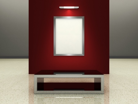 Silver picture frame in a modern galleryの写真素材