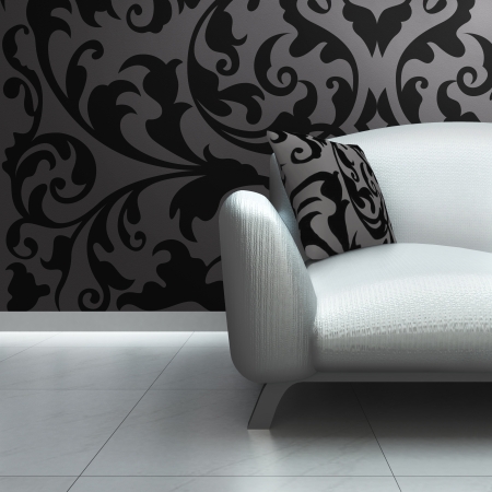 A contemporary luxury sofa in an interior の写真素材