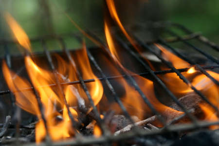fire on a grill