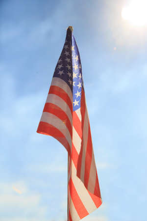 America flag on a sunny dayの写真素材