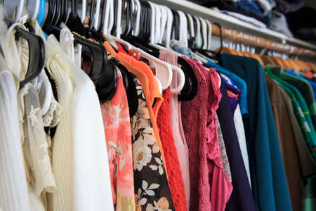 Woman Clothing hanging in the closet