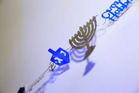 Chanukkah decoration on the wallの写真素材
