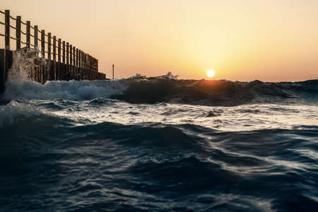 Sunsets and tide.の写真素材