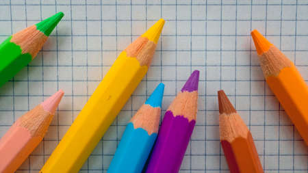 Color pencils. Drawing with colored pencilsの写真素材