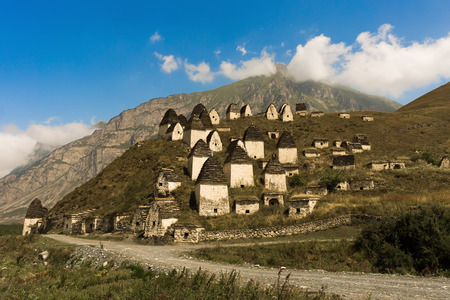 City of the dead: a necropolis near the village of Dargavsの写真素材