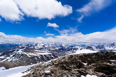 the top of the mountain, sky and clouds