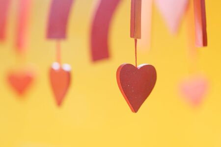 valentine day. decorated valentine heart, background close-upの写真素材