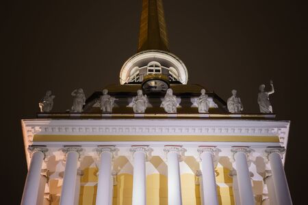 sculptural group in Saint Petersburg in the night. Admiralty buildingの写真素材