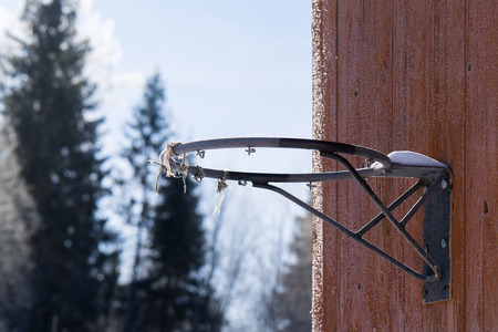 old basketball Hoop without grid. in the winterの写真素材