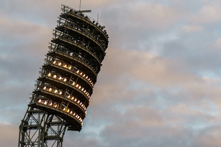 the floodlights at the stadium against the sky with clouds.の写真素材