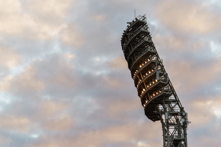 the floodlights at the stadium against the sky with clouds.の写真素材
