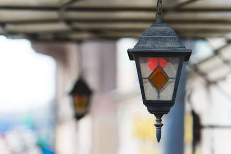 multi colored classic hanging street lamp. outsideの写真素材