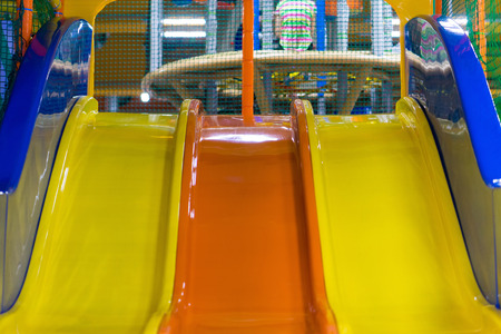 plastic slide for children at the childrens Centerの写真素材