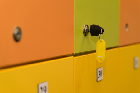 colorful lockers with key. background. clouse upの写真素材