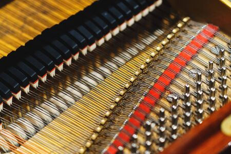 the inner mechanism of the piano piano.の写真素材