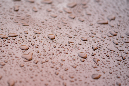 rain drops on gloss Brown surfaceの写真素材
