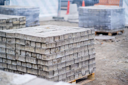 bricks for sidewalk sweepingの写真素材