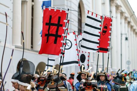 MOSCOW, RUSSIA, 14 OCTOBER 2017: Carnival parade in Moscow dedicated to the 19th World Youth Day and students.のeditorial素材