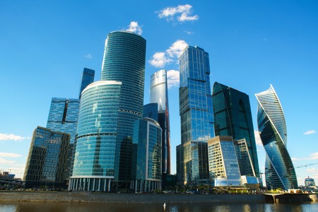 City of Moscow. Russia. Business center Moscow-city at sunset.の写真素材