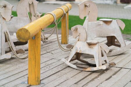 baby seesaw detail, in a gardenの写真素材