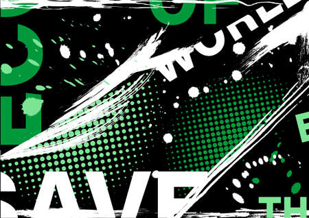 Set of grunge elements Paint stains black and Halftone background. Grunge Design Element. Brush Strokes. Frame for text. Vector illustrationのイラスト素材