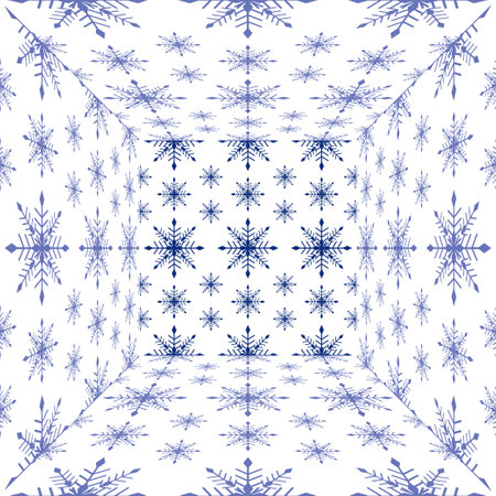 Abstract Blue Snowflake Seamless Pattern Background for your product design or print media.