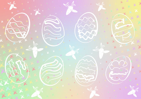 Happy Easter seamless pattern, with Easter eggs and cute bunny ears with carrots, vector illustration. for your graphic design.のイラスト素材