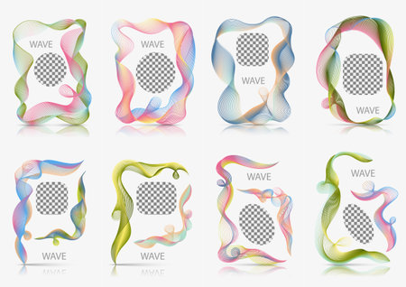 Frame wave line ribbon set, for a banner product. vector illustration. For use in graphics or product components.のイラスト素材