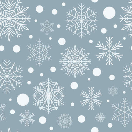 Seamless pattern of snowflakes on a blue background. Winter background for Christmas or New Year...