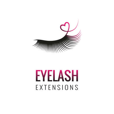 Eyelash extension with heart logo design. Vector illustration.のイラスト素材