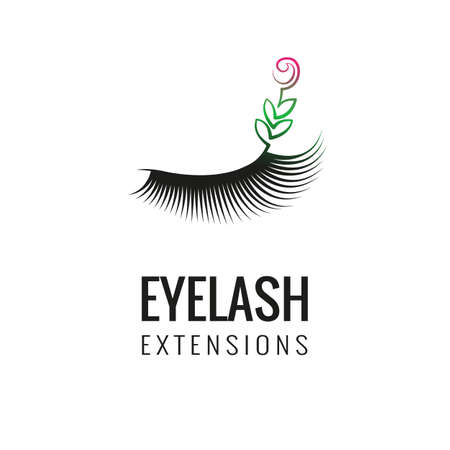 Eyelash extension with flower logo design. Vector illustration.のイラスト素材