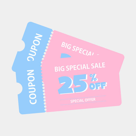 coupon promotion illustration, big special sale 25 percent coupons, discount coupon, gift voucher, coupon book.のイラスト素材
