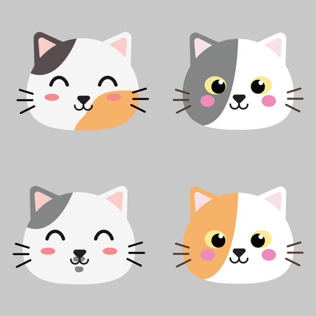 Vector cat's head, adorable cat headのイラスト素材