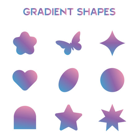 trendy modern graphic element vector set, Set of minimal icons in gradient colorのイラスト素材